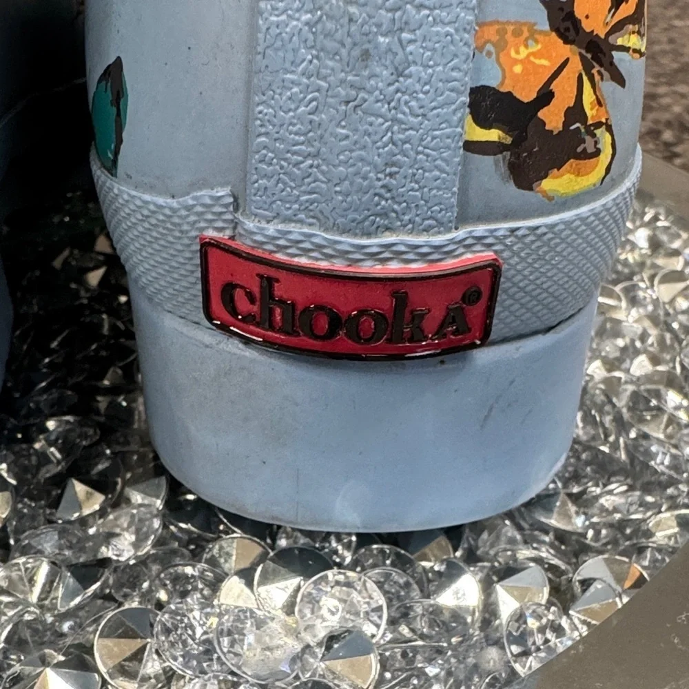 Chooka Light Blue Boots with Butterfly Design